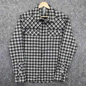 Stio Eddy Pearlsnap Shirt Men's Small Plaid Black White UPF Western Fishing 2209